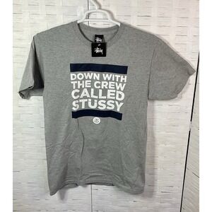 Stussy‎ Down With The Crew Tee 'Grey Heather' Size Medium